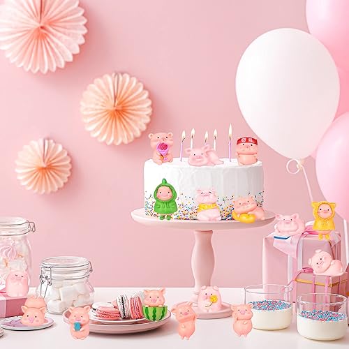 Miniatura 4 de Maitys 31 figuras en miniatura de cerdito rosa, juguetes de cerdo rosa, decoración de fiesta de cerdo rosa, decoración linda, impermeable, mini