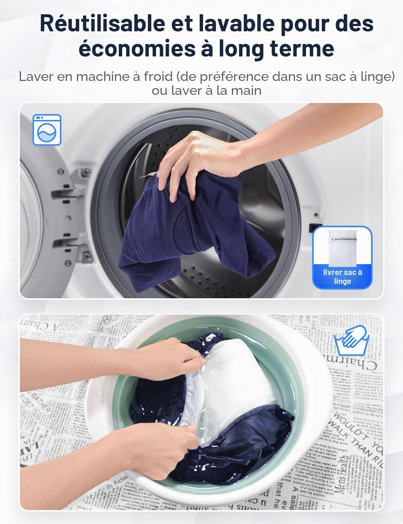Lot de 3 Boxers d’Incontinence pour Homme 250 ml Absorption en Coton Lavables et Réutilisables Sous-Vêtements Anti-Fuite Bleu Taille XXL