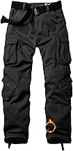 Men's Fleece Lined Work Cargo Trousers,Insulated Camouflage Military Tratical Pants with Multi Pockets