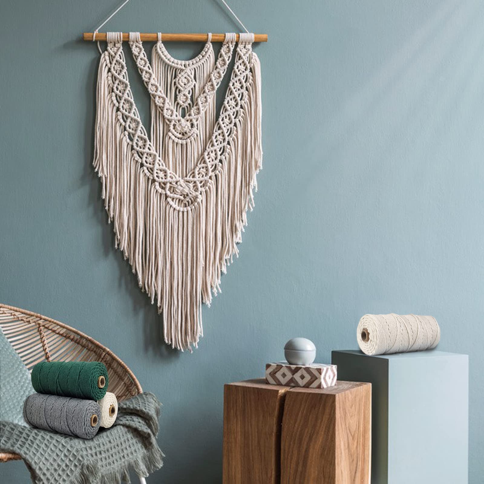 Corda Macram&egrave; Cotone 1mm X 390m - Bobina Per Lavori A Maglia, Uncinetto, Braccialetti E Decorazioni