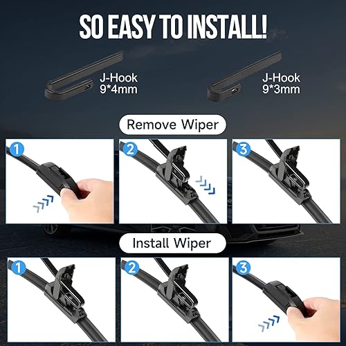 Miniatura 5 de WENYANT 22+20+10 Compatible con Jeep Compass 2016-2017 JU Hook Front and Rear - Limpiaparabrisas delantero y trasero, repuesto para automóviles