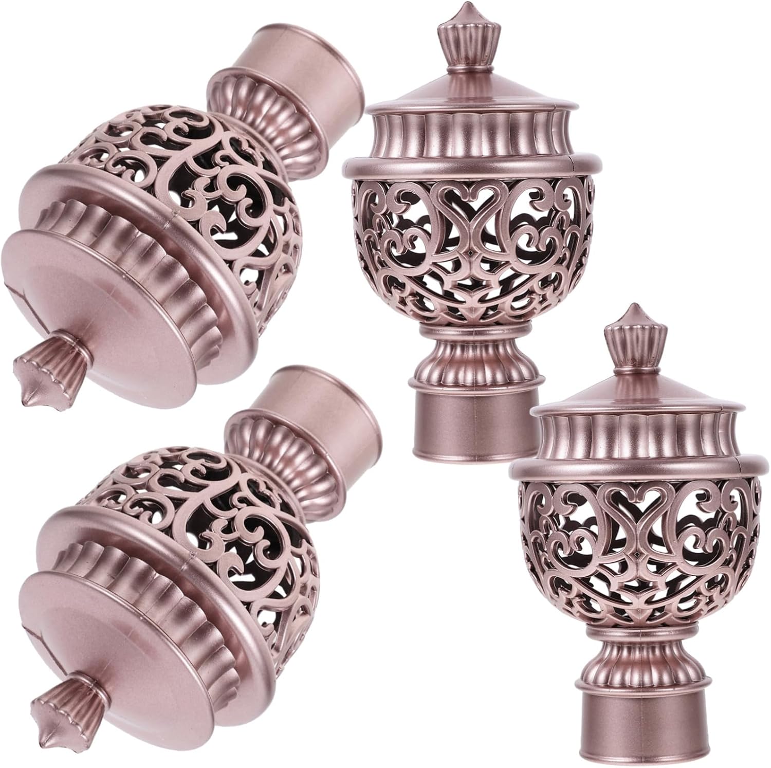 MAGICLULU 4pcs Roman Rod Iron Round Head Gold Curtain Pole Ends Curtain