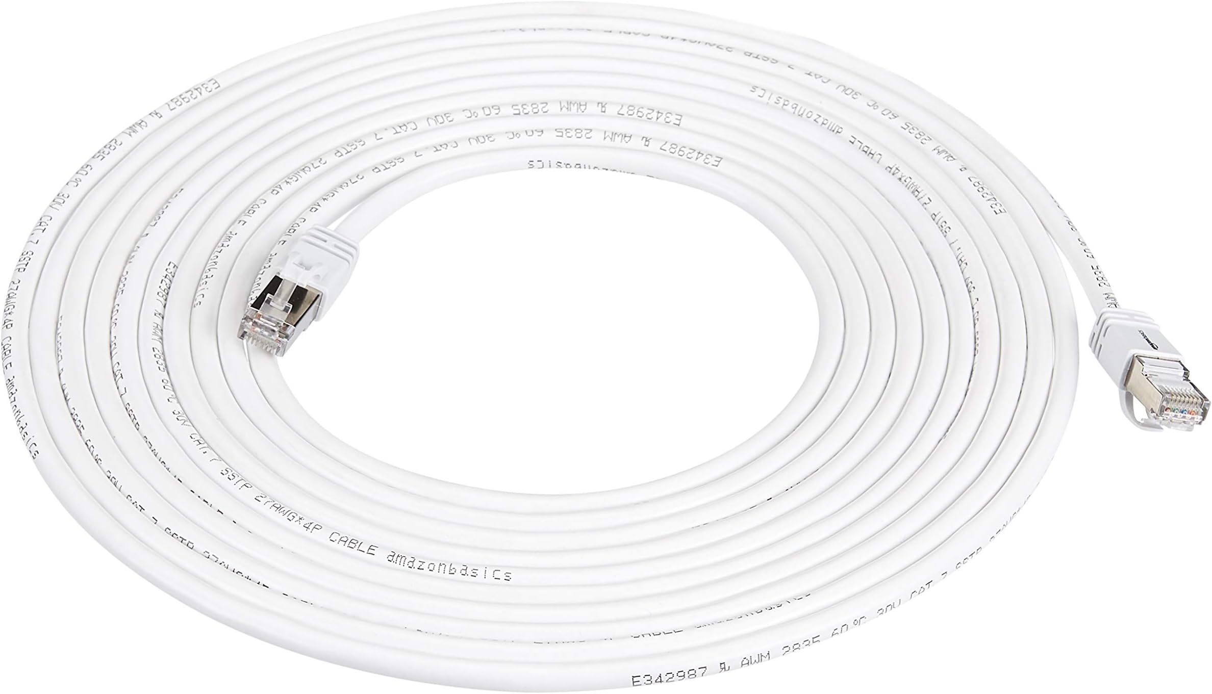 Amazon Basics RJ45 Cat 7 High-Speed Gigabit Ethernet Patch Internet Cable, 10Gbps, 600MHz - White, 20-Foot (6M)