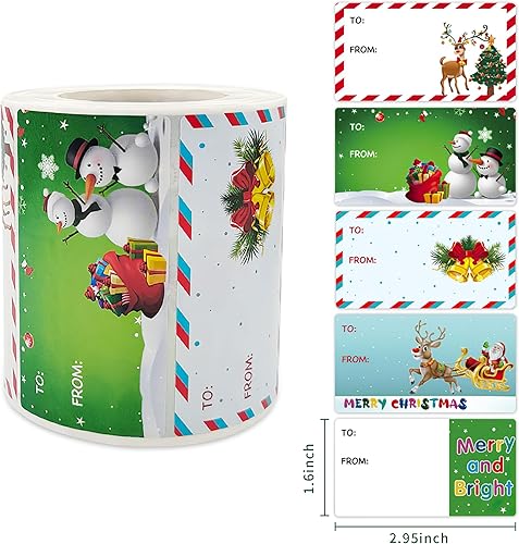 Miniatura 2 de Etiquetas de Regalo - 250 PCS Etiquetas de Regalo de Navidad Pegatinas de Regalos de Navidad Etiquetas Autoadhesivas de Navidad Etiquetas de Navidad