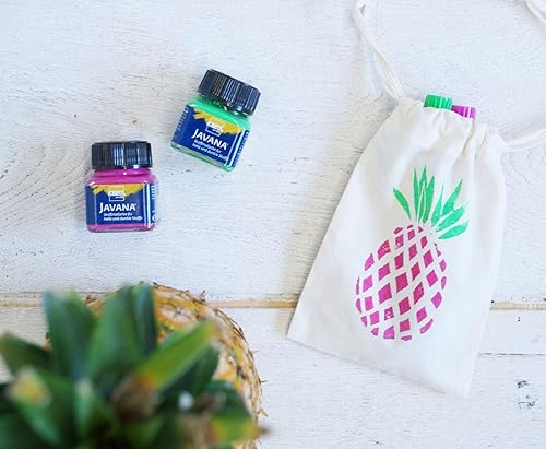 Miniatura 3 de Kreul 90980 - Pintura para telas Javana para telas claras y oscuras, vidrio de 0.7 fl oz, turquesa, color brillante a base de agua, para estampado y