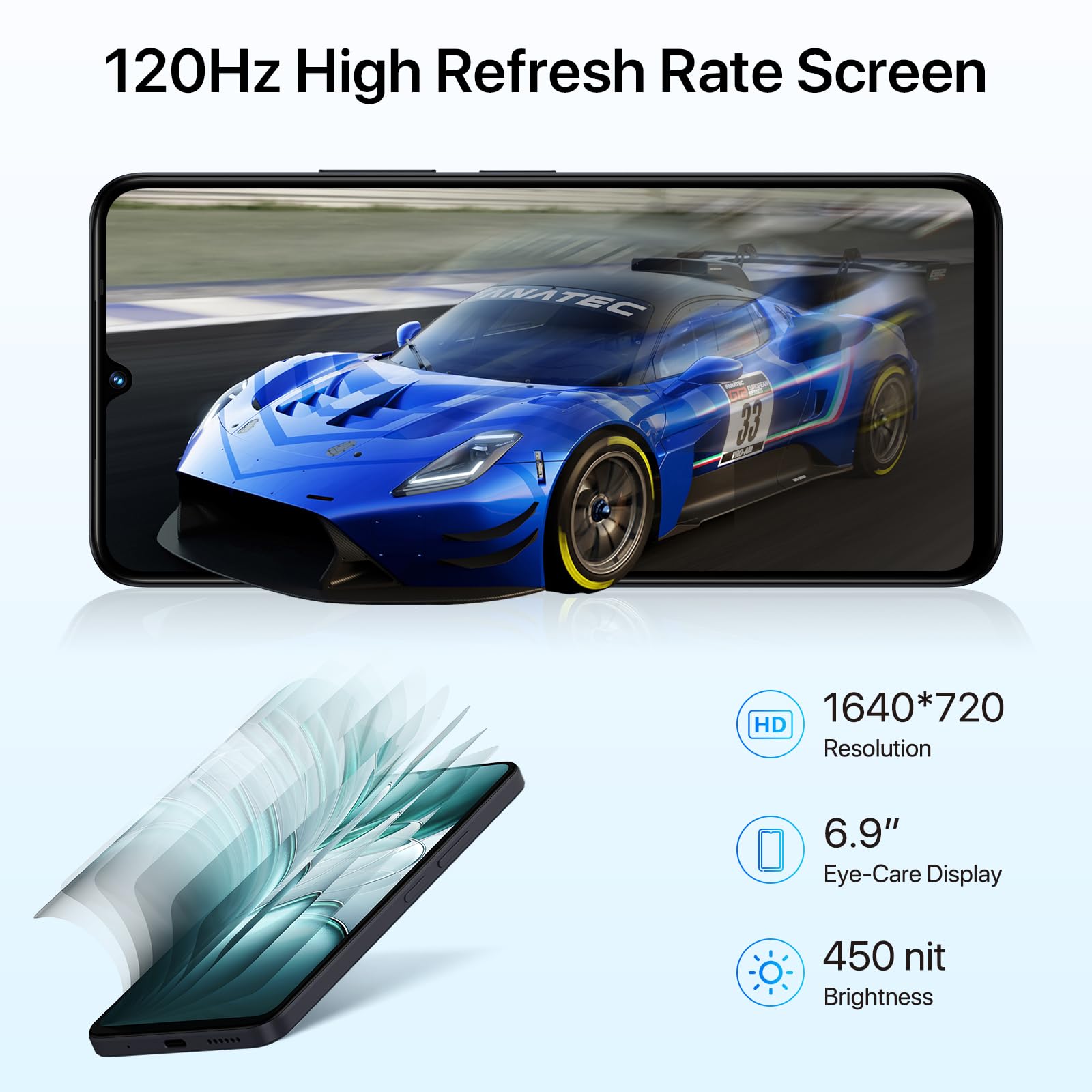 UMIDIGI G100 Unlocked Cell Phone Android 14, 6.9" HD+ 120Hz,Octa-core 12GB +128GB Expand 1TB,GPS Unlocked Smartphone,6000mAh,50MP Triple Camera,Dual 4G LTE Phone, NFC,AI Face Unlock,OTG,Black