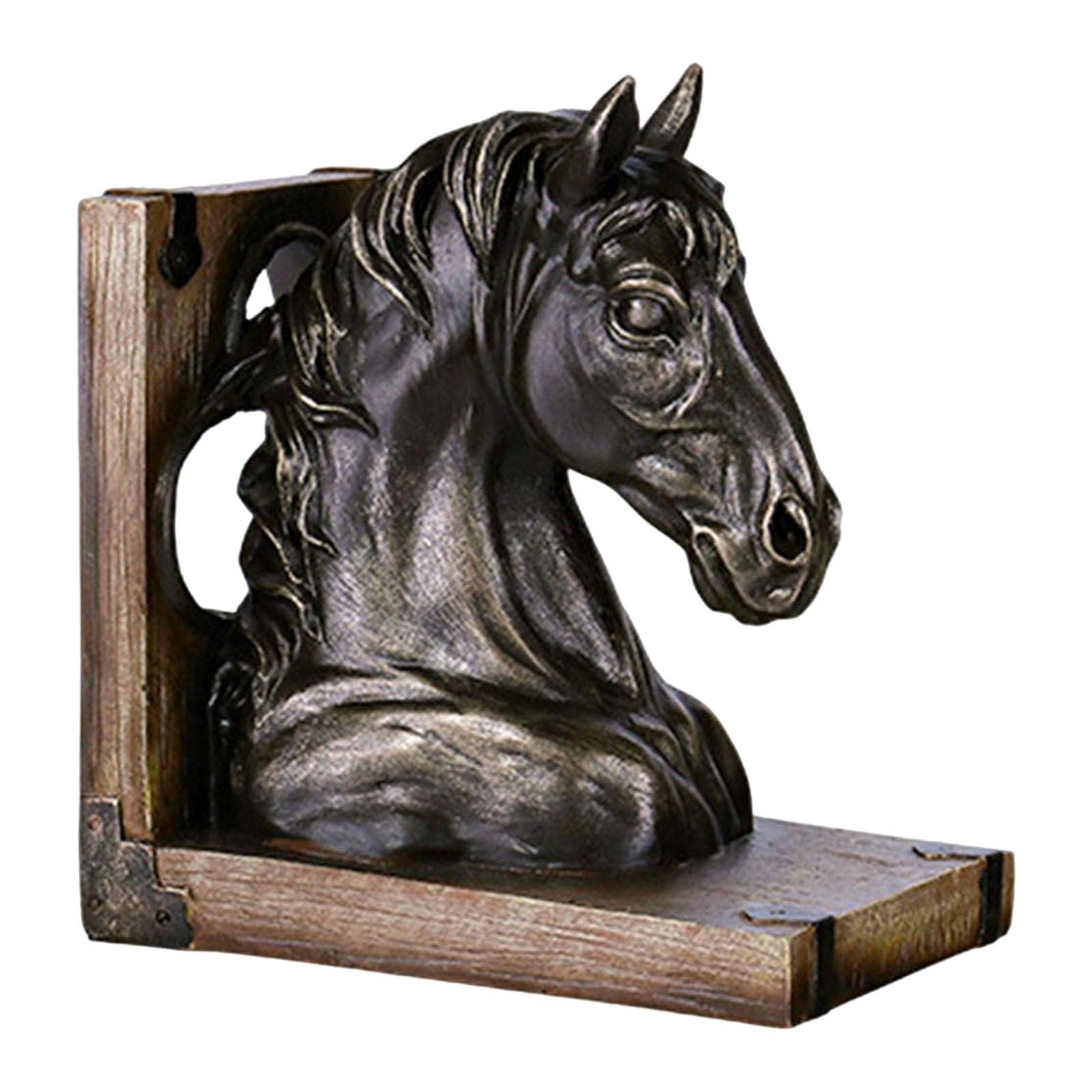 Pferdekopf-Statue im Vintage-Stil, dekorative Buchstütze, Figur für Wohnzimmer