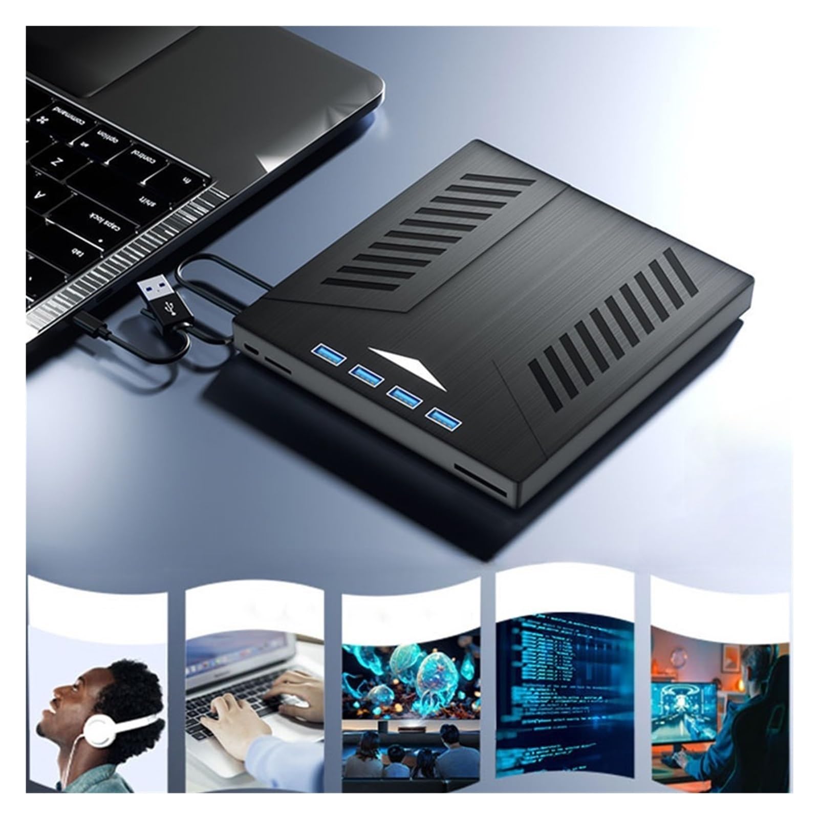 Nagrywarka CD/DVD USB 3.0 Typu C 7 W 1, Zewnętrzny Napęd DVD, CD ROM Do Laptopa, Komputera Stacjonarnego Kompaktowy MałY