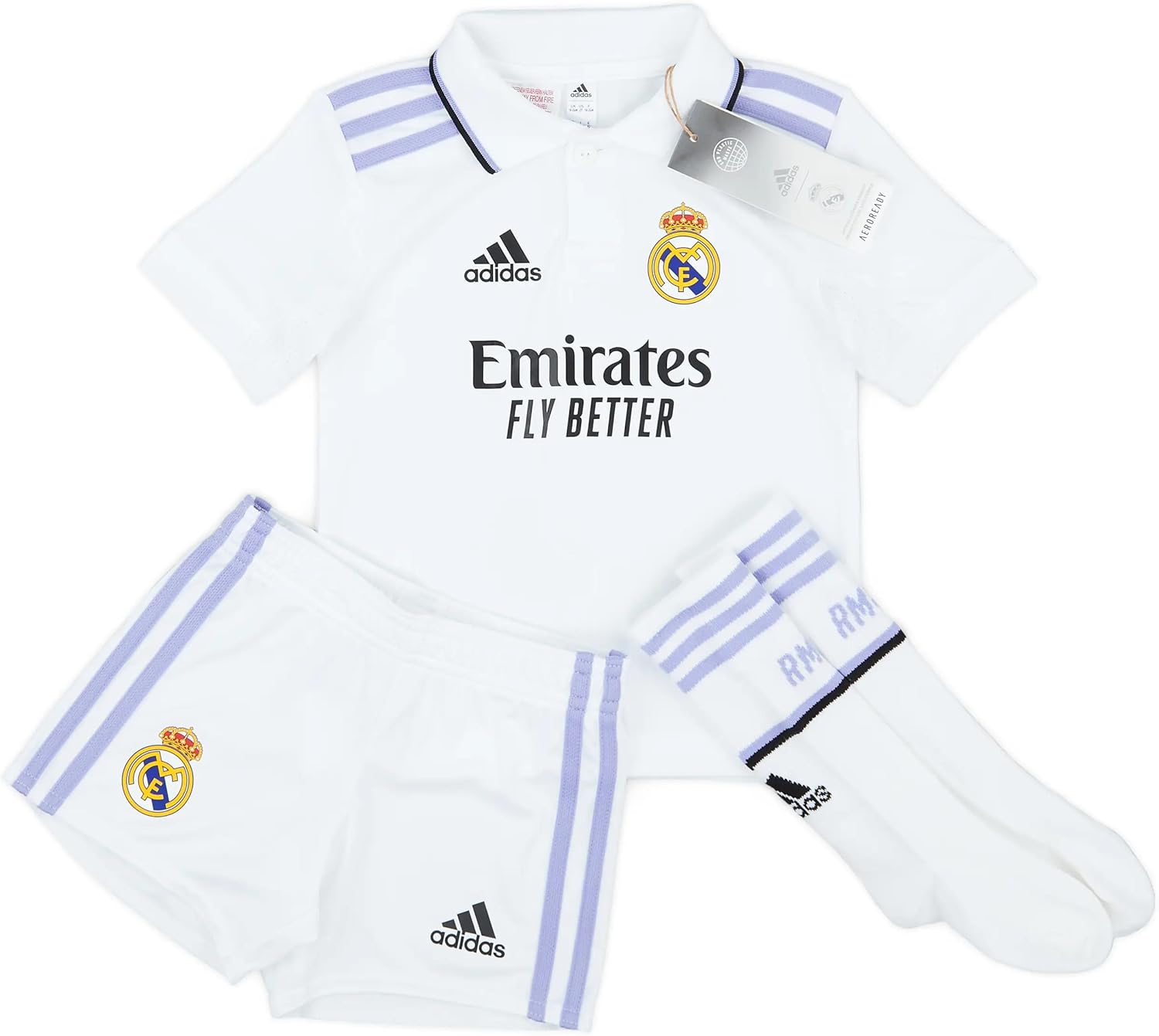 adidas Kids Unisex Soccer Real Madrid 22/23 Home Mini Kit (as1, Alpha, xx_s, Regular, 2XS) White