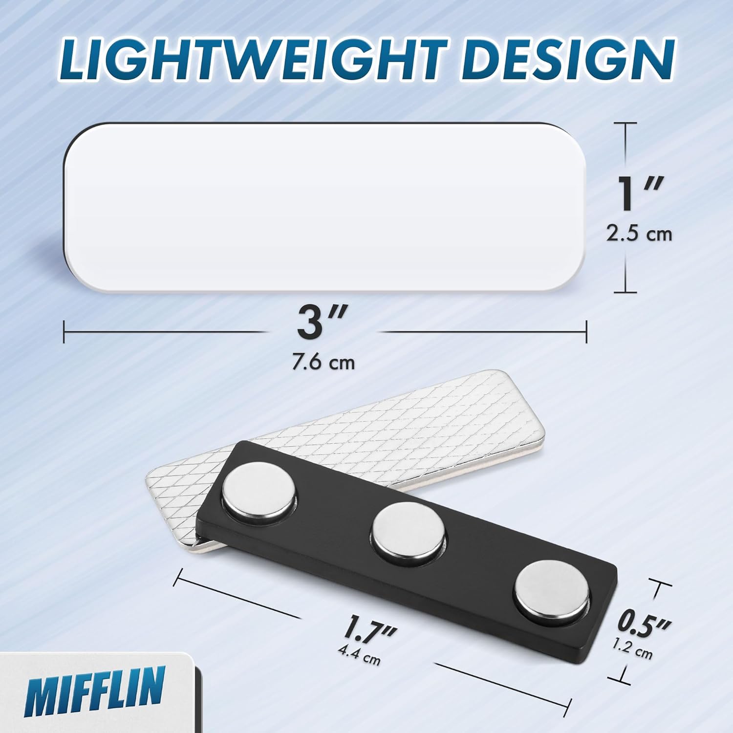 Mifflin-USA - Blank Name Tags with Magnetic Backing - 10 Pack, 1” x 3” - ID Badge Holders with 3 Strong Neodymium Magnets - Customizable & Reusable Badges with Round Corners - Image 7