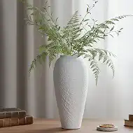 White Ceramic Vase, Large 12.6 Inch Tall Ceramic Flower Vase Home Decor, Minimalist Texture Stone White Flower Vase, Decorative Vase for Living Room Shelf Farmhouse Dining Table Centerpiece Decor