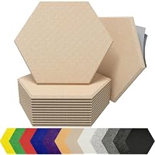 Hexagon Acoustic Panels for Sound Dampening - 12 Pack Self Adhesive Sound Absorption Panels - Eco Friendly Acoustic Treatment for Echo Reduction Beige