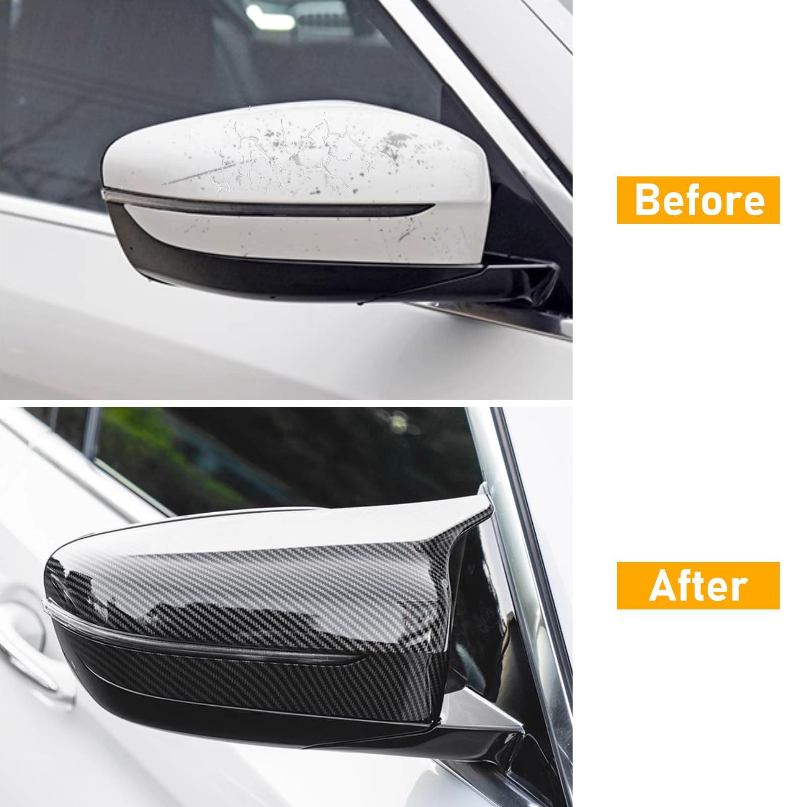 TTCR-II 2 PCS Compatibile con Ricambio Specchietti Esterni BMW Serie 3 G20/2'G42/4'G22 G23 G26 I4/5'G30 G31 G38/7'G11 G12 LCL/8'G14 G15 G16 Copri Specchietti Sinistra + Destra-(Fibra di Carbonio)