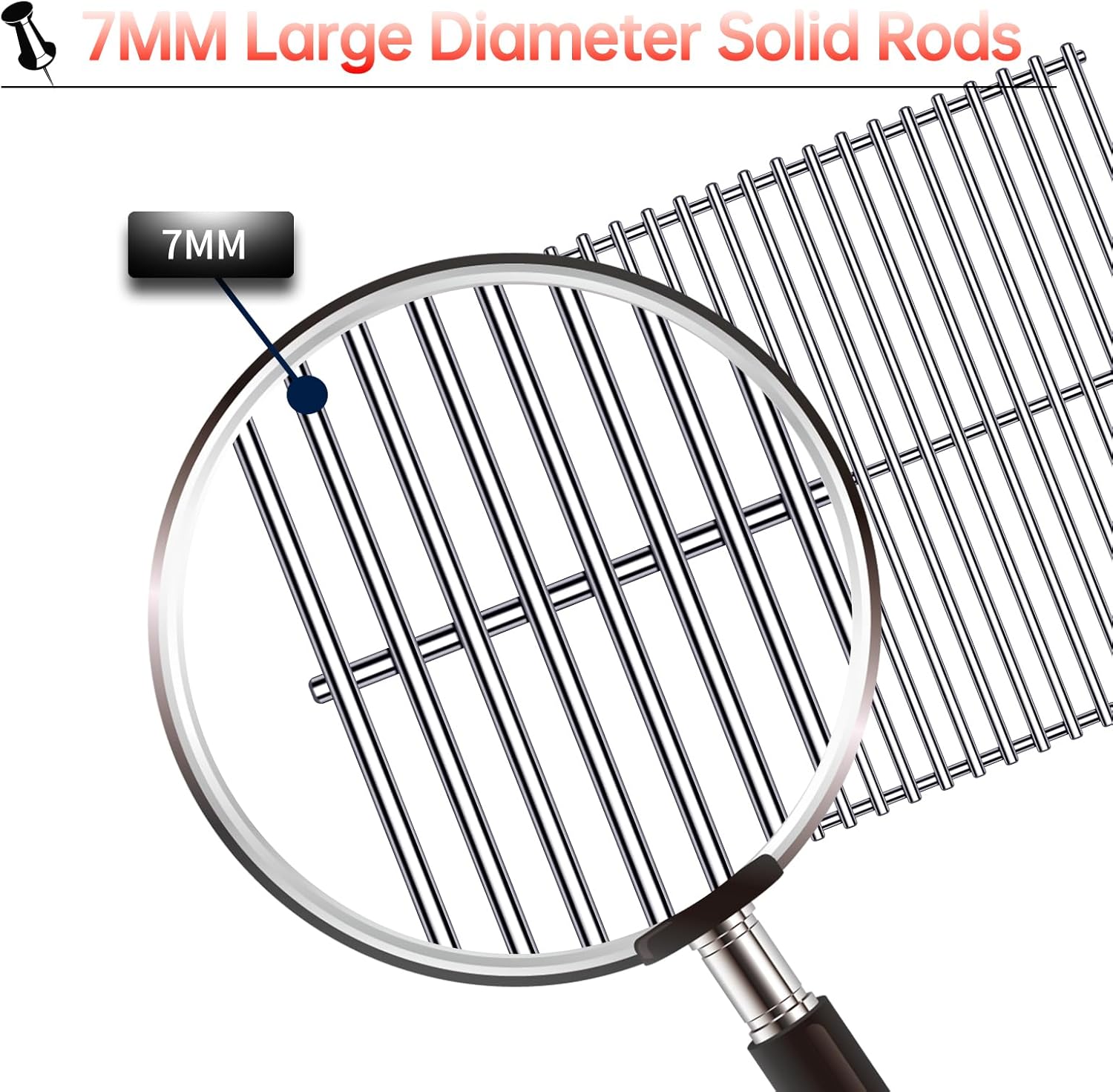 BBQ Grill Grates Replacement for Cuisinart Gas Grill CGG-200, CGG-220, CGG-240 Accessories, Stainless Steel Cooking Grate Grids Gas Grill Parts 18 Inch for All Foods Portable Gas Grillls