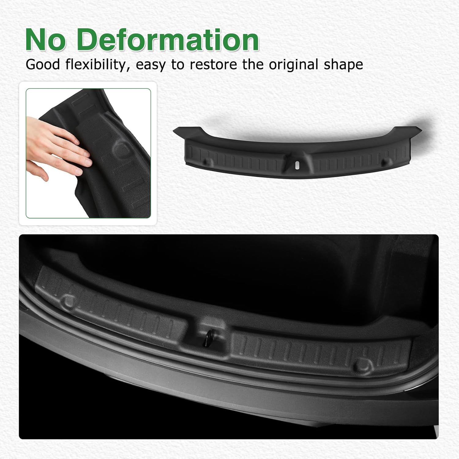 2PCS Trunk Mat & Trunk Sill Guard for Tesla Model Y Juniper 2026 2025 Trunk Sill Guard Bumper Protection TPE Boot Sill Protection Accessories Black