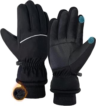 Beurlike Winter Gloves for Men Women Warm Touchscreen Windproof Waterproof Thermal Fleece Anti-Slip Ski Gloves for Cold Weather Cycling Motorcycle Snowboarding Running