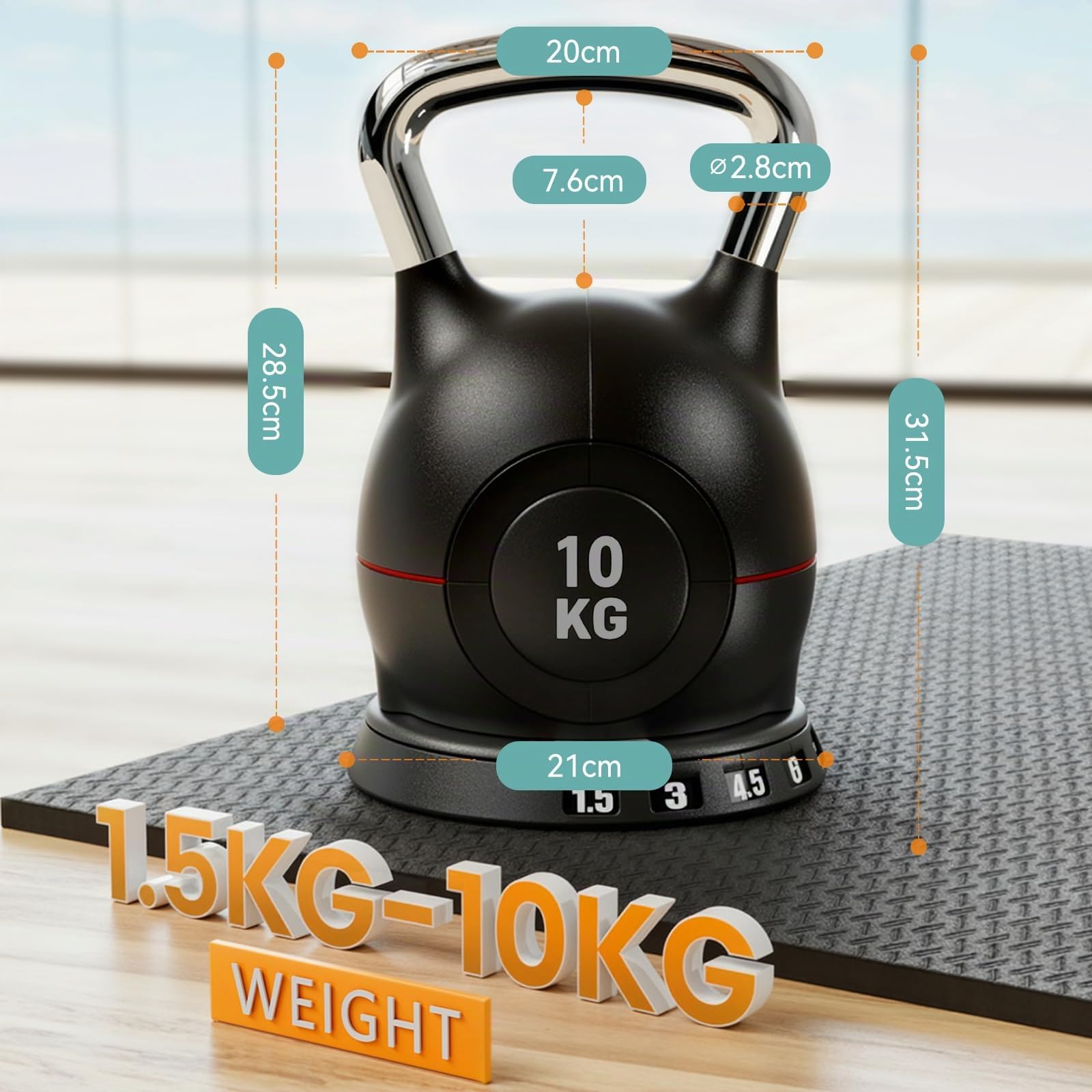 LIFERUN Kettlebell Verstellbare 1.5-10 kg Kugelhantel für Home Gym | Dumbbells 7 in 1 Gewicht Hantel Set für Fitnessgeräte Krafttraining, Kurzhanteln und Sportgeräte