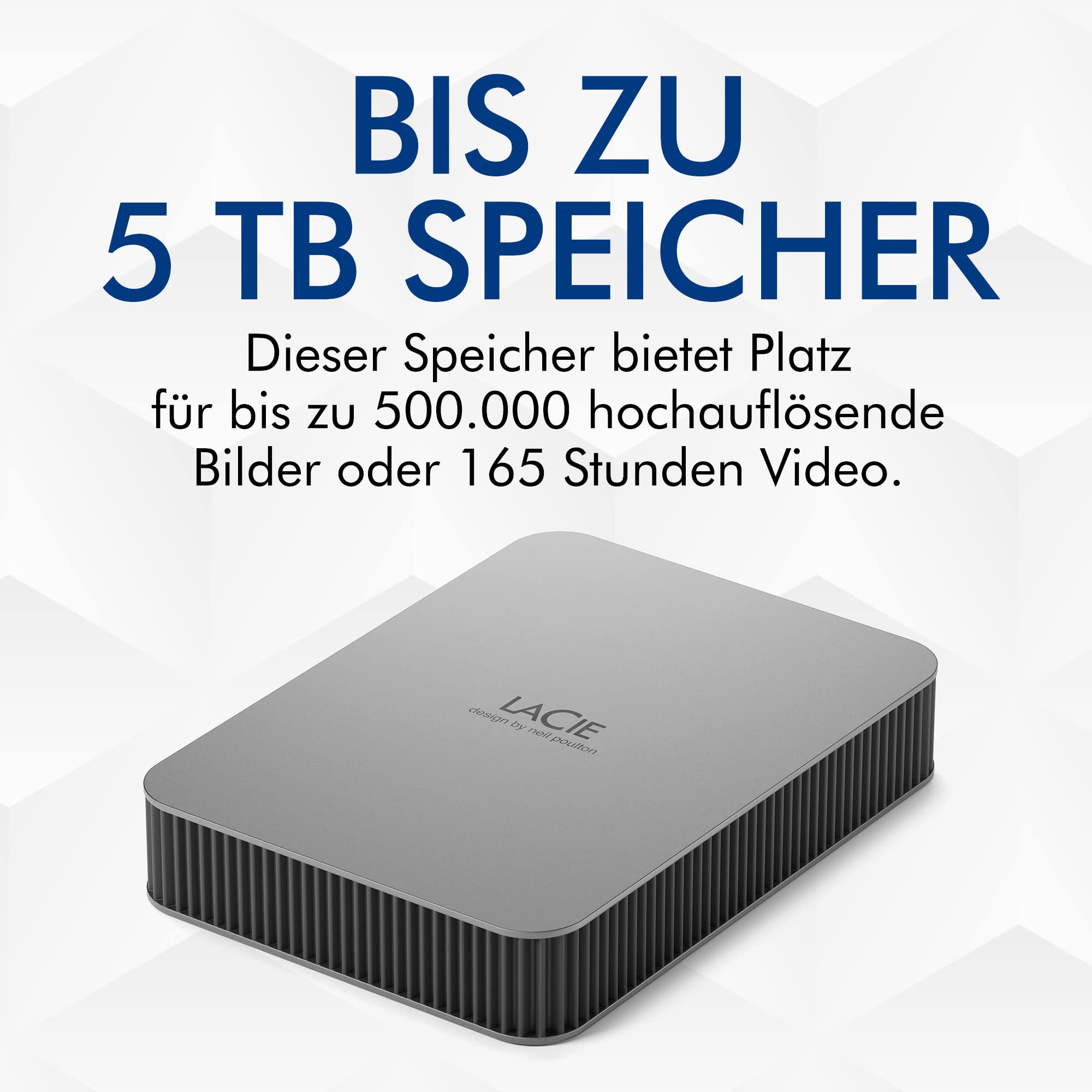 LaCie Mobile Drive Moon 2TB, Tragbare Externe Festplatte, 2.5 Zoll, Mac & PC, silber, inkl. Data Rescue Service (STLP2000400)