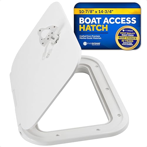 Miniatura 1 de Five Oceans Escotilla de acceso para cubierta marina con mango en T, pestillo de bloqueo, 10-78 pulgadas x 14-34 pulgadas, plástico ABS resistente a