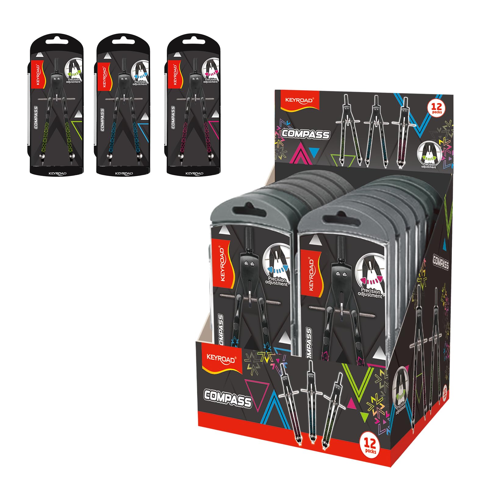 KEYROAD Compas en métal 1 pièce Multicolore Réglage rapide