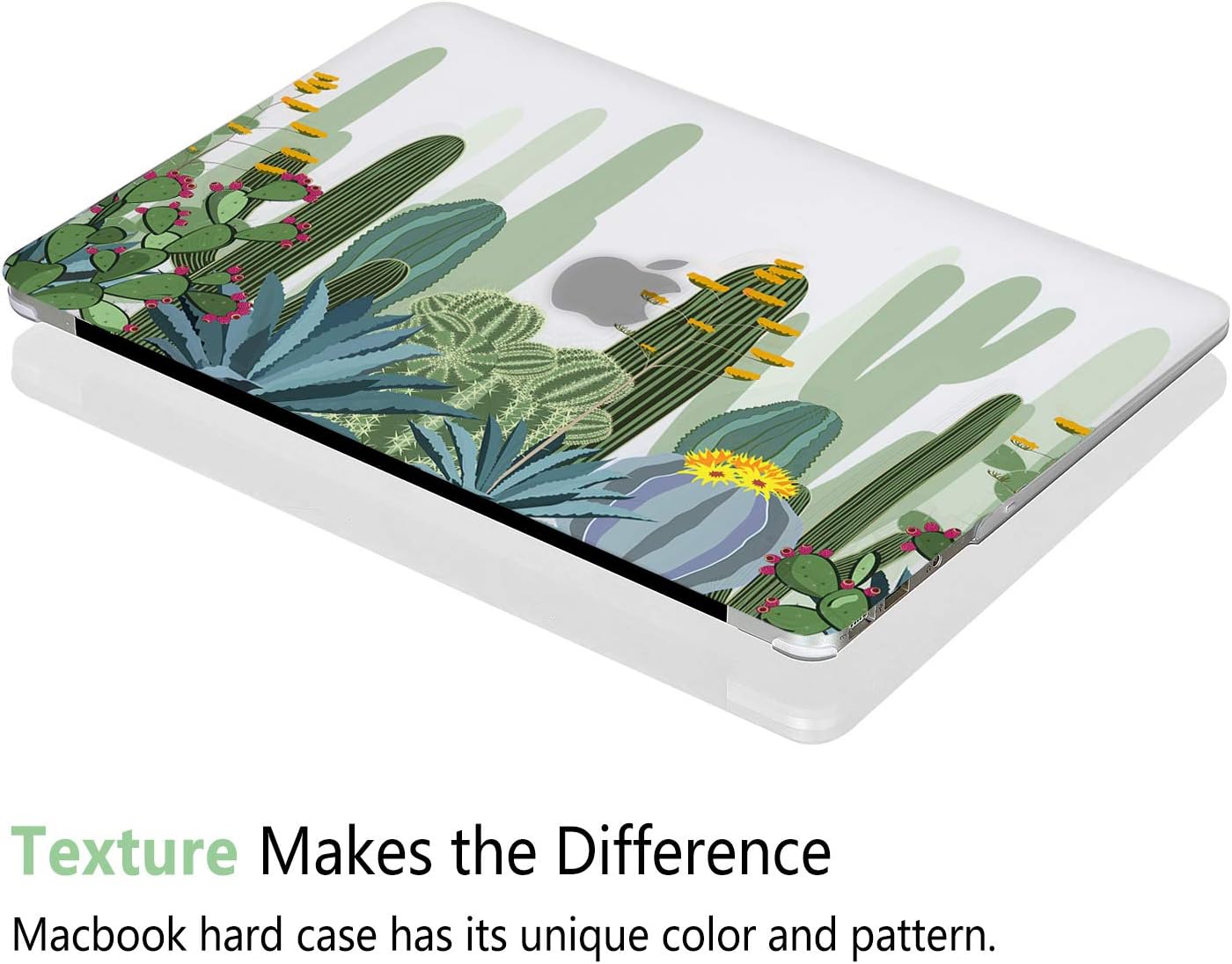 Case for MacBook Air 15-inch M5 M4 M3 M2 A3448 A3241 A3114 A2941 2026-2023 Release with Touch ID, 3D Effect Matte Clear See Through Hard Cover & Keyboard Cover, Cactus