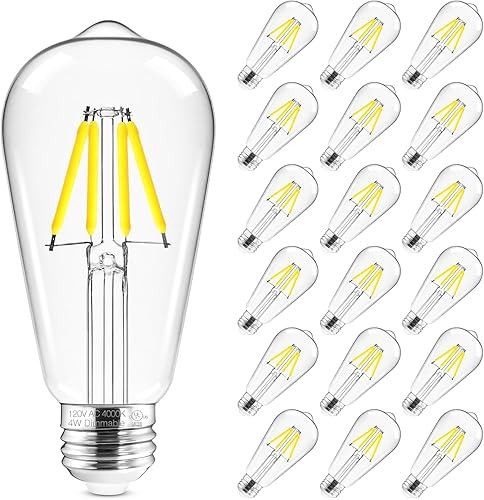 Miniatura 14 de Hizashi - Bombillas LED Edison de estilo vintage regulables, 4W equivalente a 40W, 5000K luz diurna, bombillas LED con base E26, 450LM, alta