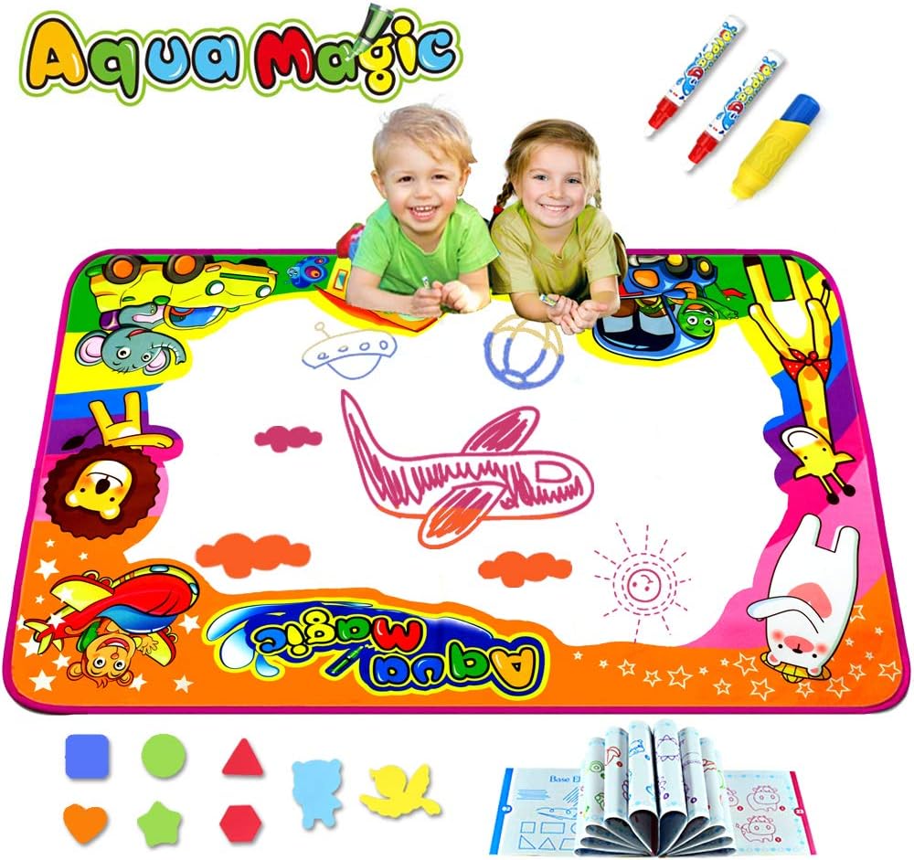 Aqua Magic Doodle Mats Toys for Kids Toddlers Paint Water Drawing Mat Educational Toy Large Size for Boys Girls Gift Age 3,4,5,6 Year Old 34.6" X 22.8"