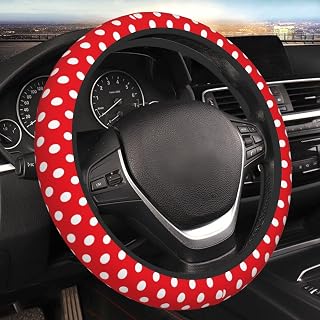 Red Polka Dot Steering Wheel Cover For Women Men Girls Car Accessories Decor Anti-Slip Neoprene Auto Steering Wheel Covers Protector Universal 15 Inch