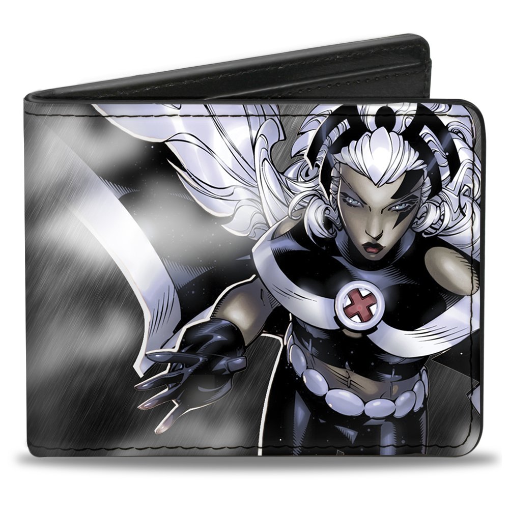 Buckle-Down - Bi-Fold Wallet - Buckle-down Pu Bifold Wallet - X-men Storm Pose/Rain Black/Grays mens