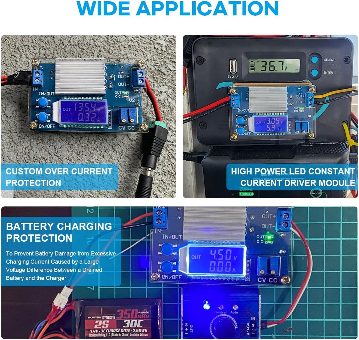 Hosyond DC to DC Buck Converter CV CC Power Supply Module Voltage Regulator, 1.2V-32V Output 12A Adjustable, for LED Drivers Battery Charging Solar Panel RV