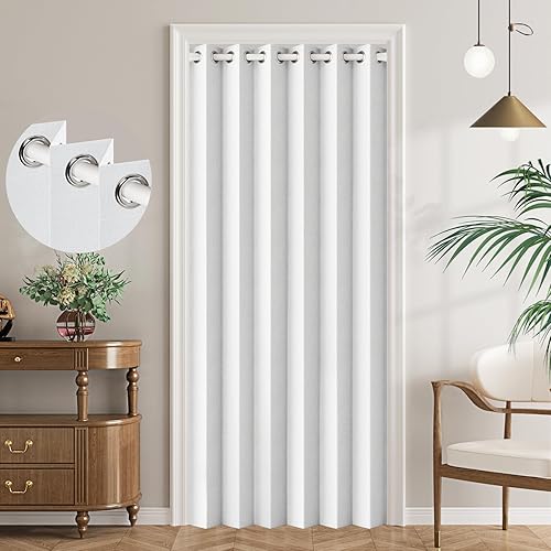 Miniatura 50 de Persianas verticales de tela, persianas de puerta 100% opacas, persiana vertical para puertas correderas, 1 panel, 100 pulgadas de ancho x 84 Blanco