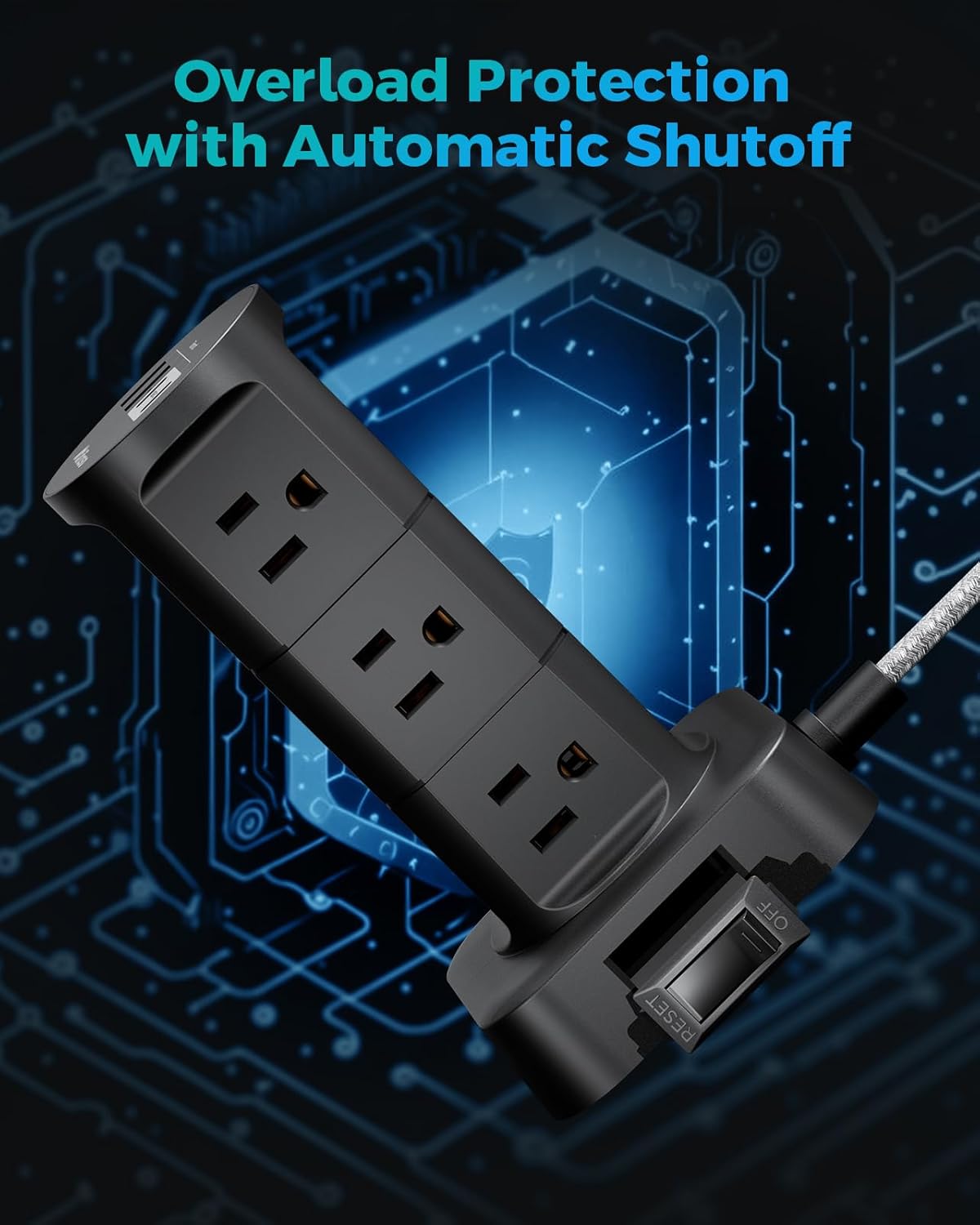 Charging Station Tower, Power Strips with Surge Protection, Flat Plug, 12 Outlets 4 USB Ports, 1875W/15A 1080J 6Ft Extension Cord with Multiple Outlets, Office Desk Supplies, Dorm Essentials, Black