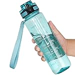 OLDLEY Water Bottle, 32oz Motivational Sports Water Bottle with Time Marker - Times to Drink - Tritan, BPA Free, Wide Mouth Leakproof,Surfer (1 Bottle)