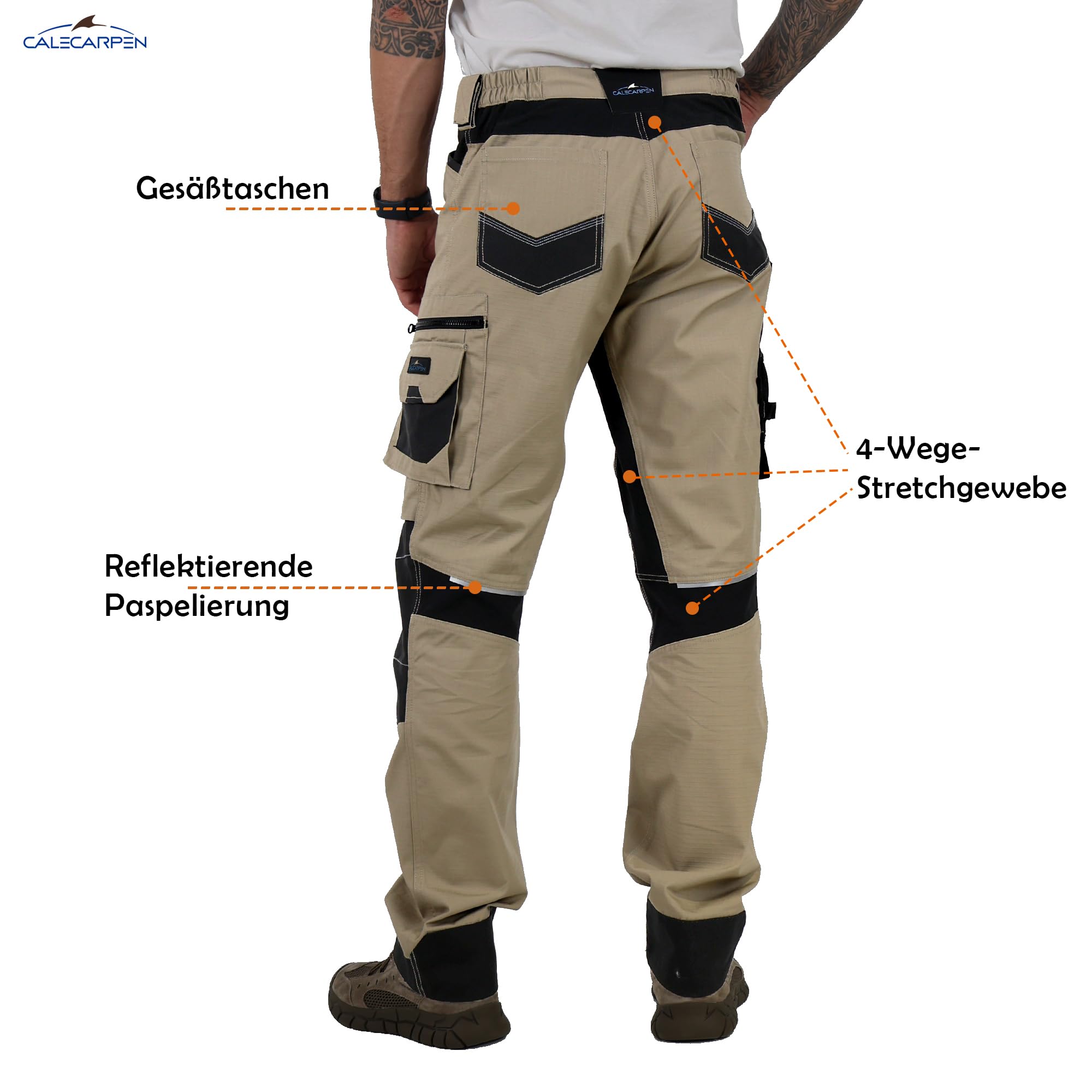 Pantaloni da lavoro da uomo – Pantaloni da lavoro da uomo, elasticizzati, da lavoro, in cordura ripstop per tutti i giorni e il lavoro