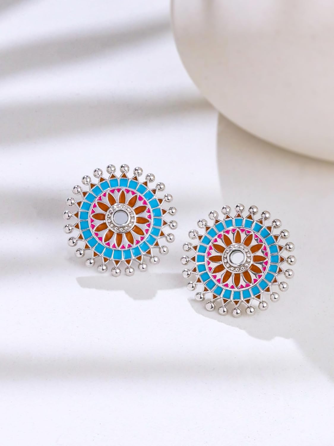 Color Blast Vibrant Harmony Brass Stud Earrings, Inspired by Nubian Villages of Egypt - Image 3