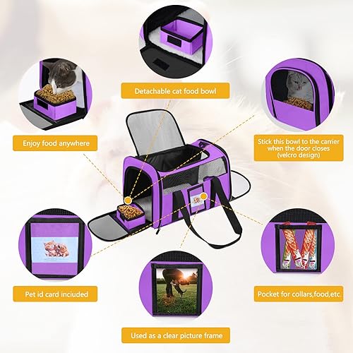 Miniatura 4 de SECLATO Transportador para gatos, transportador de perros, transportador de mascotas aprobado por aerolíneas para gatos, perros pequeños, gatitos,