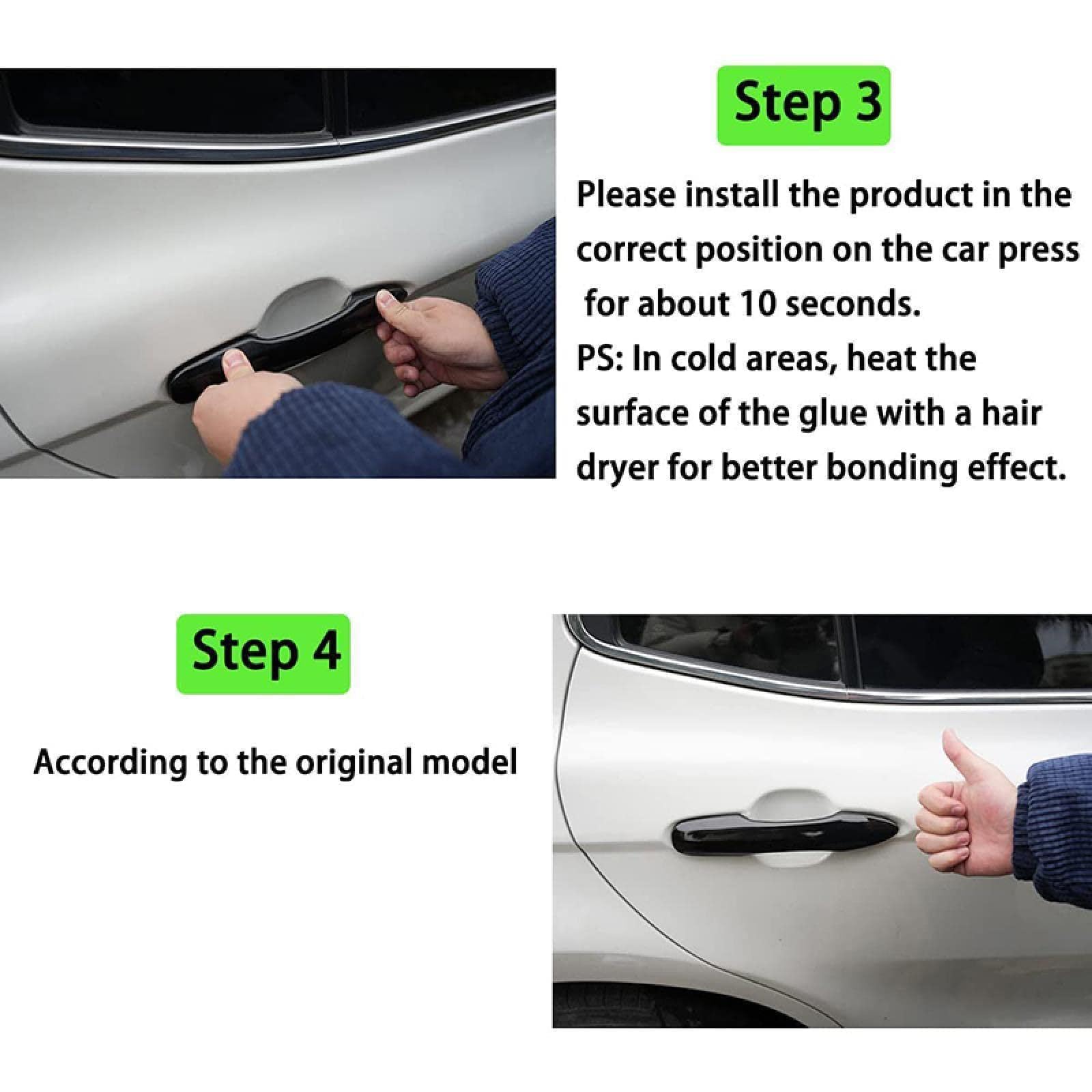 Couverture de poignée de Porte pour Peugeot Rifter Partner 2020 2021 avec 2 capteurs Poignée de Porte Extérieure Noir Brillant Garniture