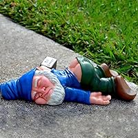 Funny Drunk Gnome Statue 9.5 Inch Blue - Naughty Outdoor Garden Lawn Decor, UV Water-Resistant Resin Sculpture, Hilarious Yard Gift