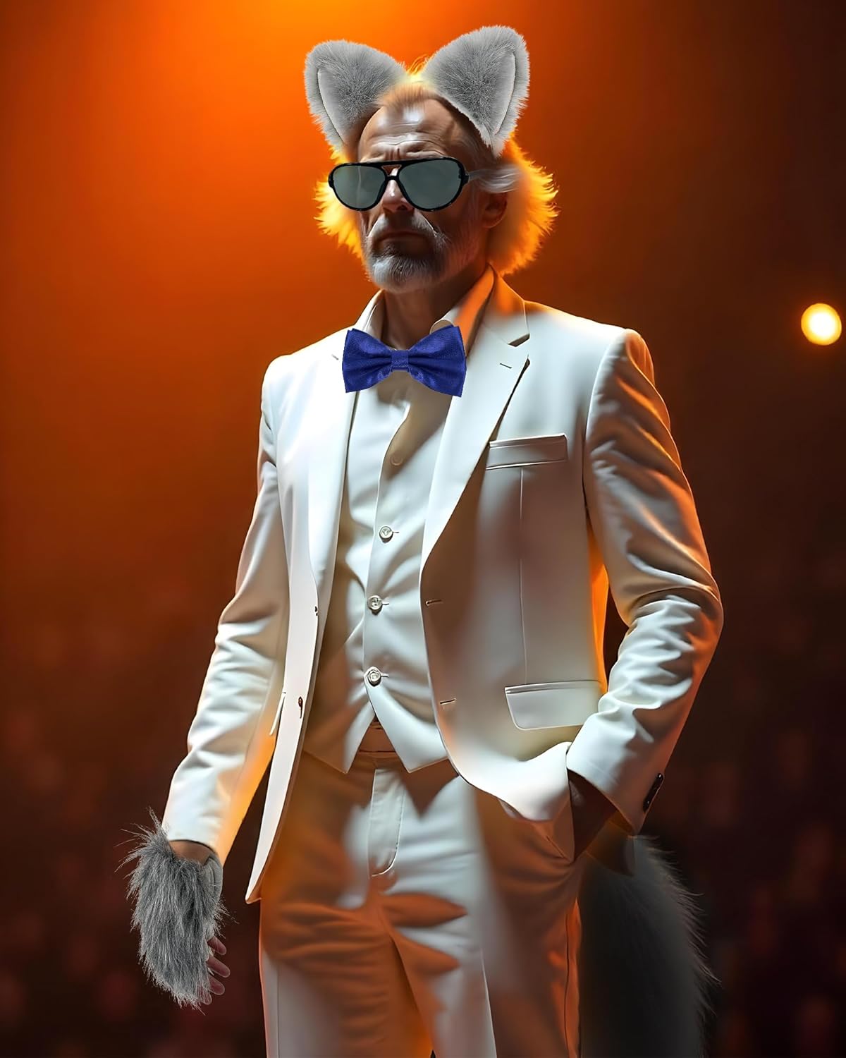 Hikkcos Halloween Wolf Costume Gey Wolf Ears and Tail Fox Costume, Wolf Gloves Accessories for Animals Party Supplies for Girls Women Men - Image 3