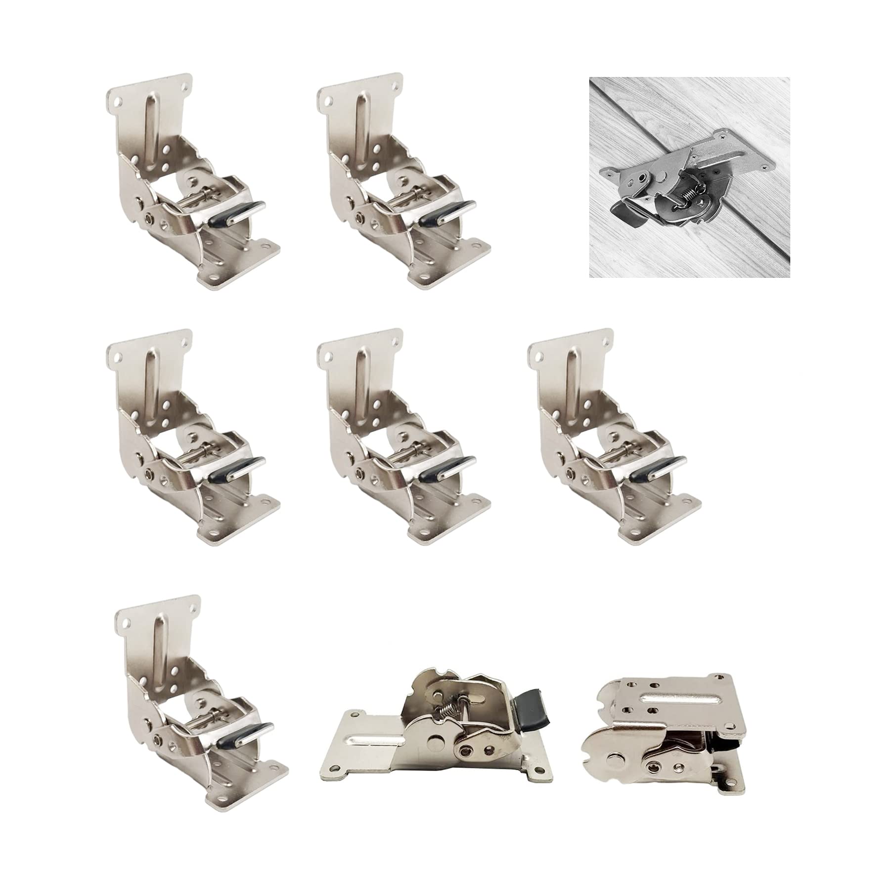 Likerainy Silve 0-90-180 Degree Folding Hinge Locking Foldable Invisible Brackets For Table Extension Panel Support In Galvanized Iron With R Color Pack Of 8