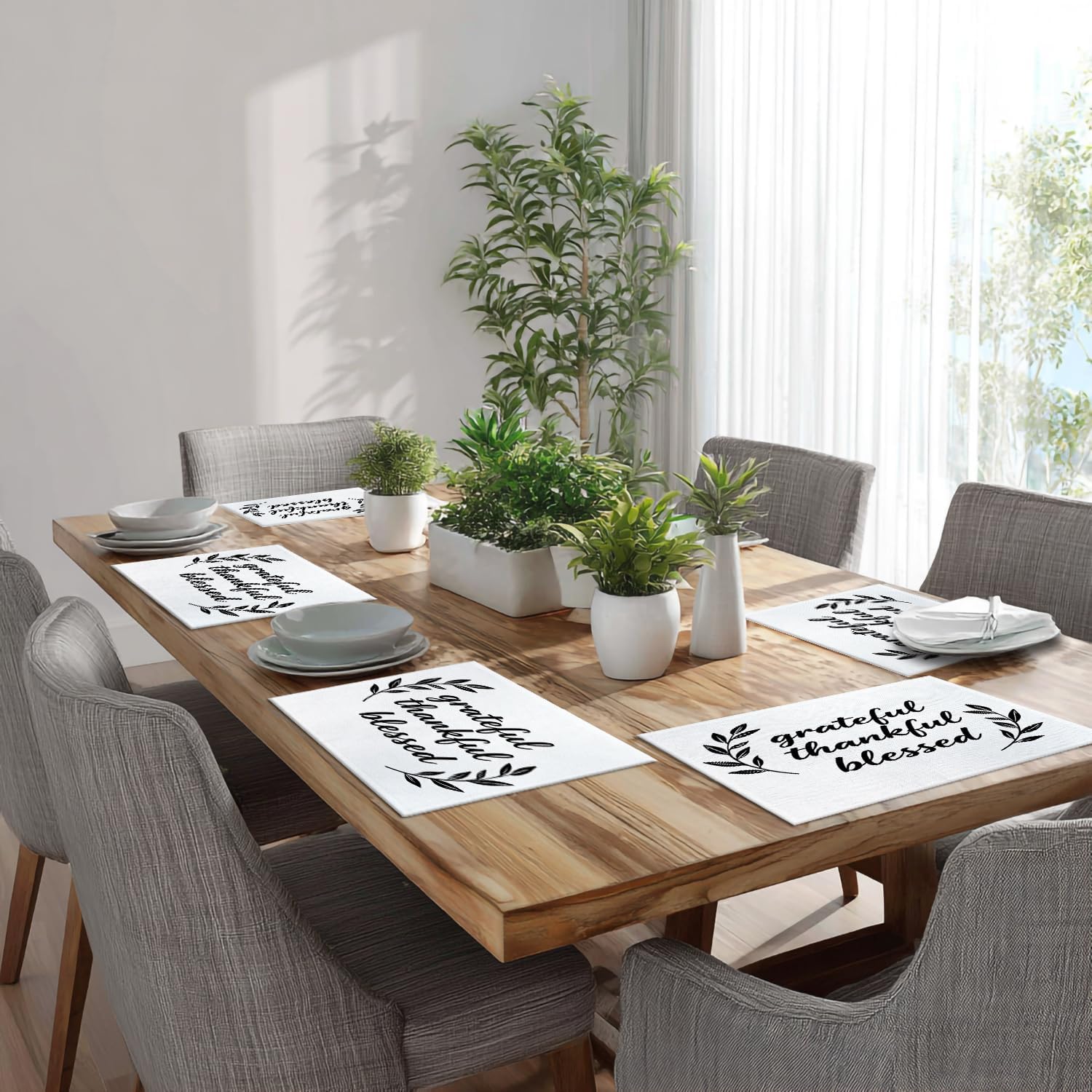 Batmerry Black Christian Message Placemats,White Christian Quote Washable Linen Table Mats for Kitchen Table Double Insulation Decor Dining Set Indoor Outdoor 12X18 in Set of 4