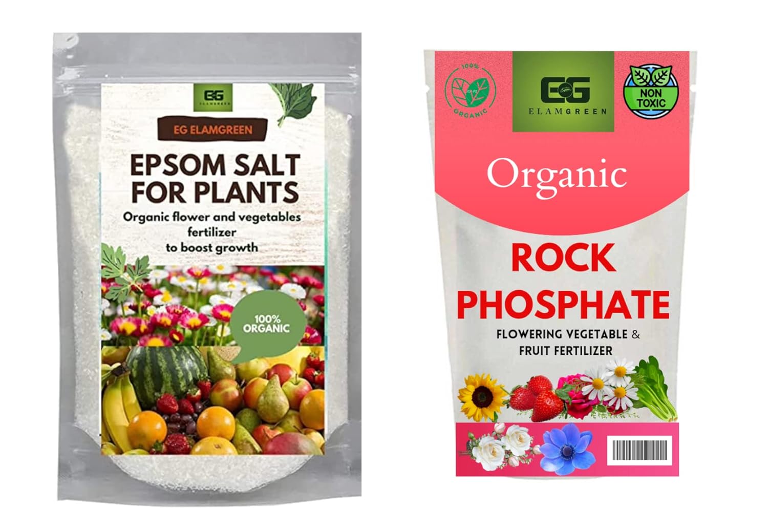Elamgreen Epsom salt for plants 250grams Rock Phosphate 250grams