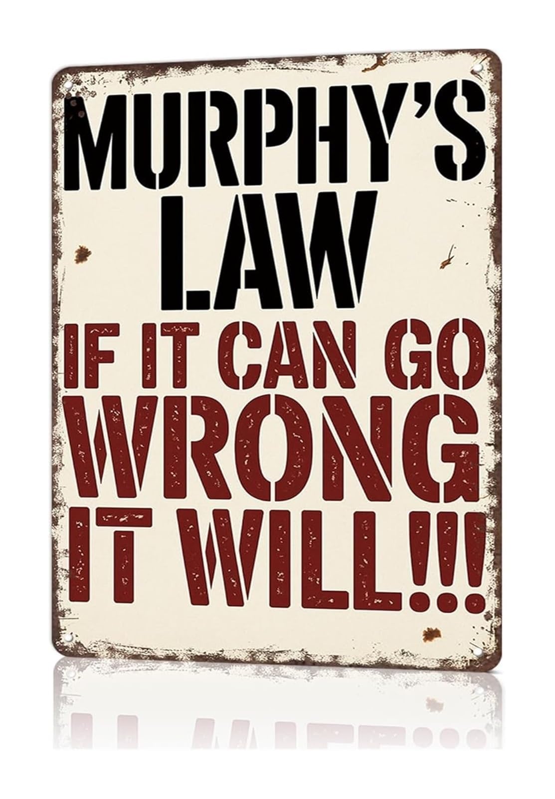 PKNVKZIDK Retro Engineering Sign Murphys Law Humorous Metal Wall-Art for Workshop Garage Geek Cave Decor (8 X 12 in)