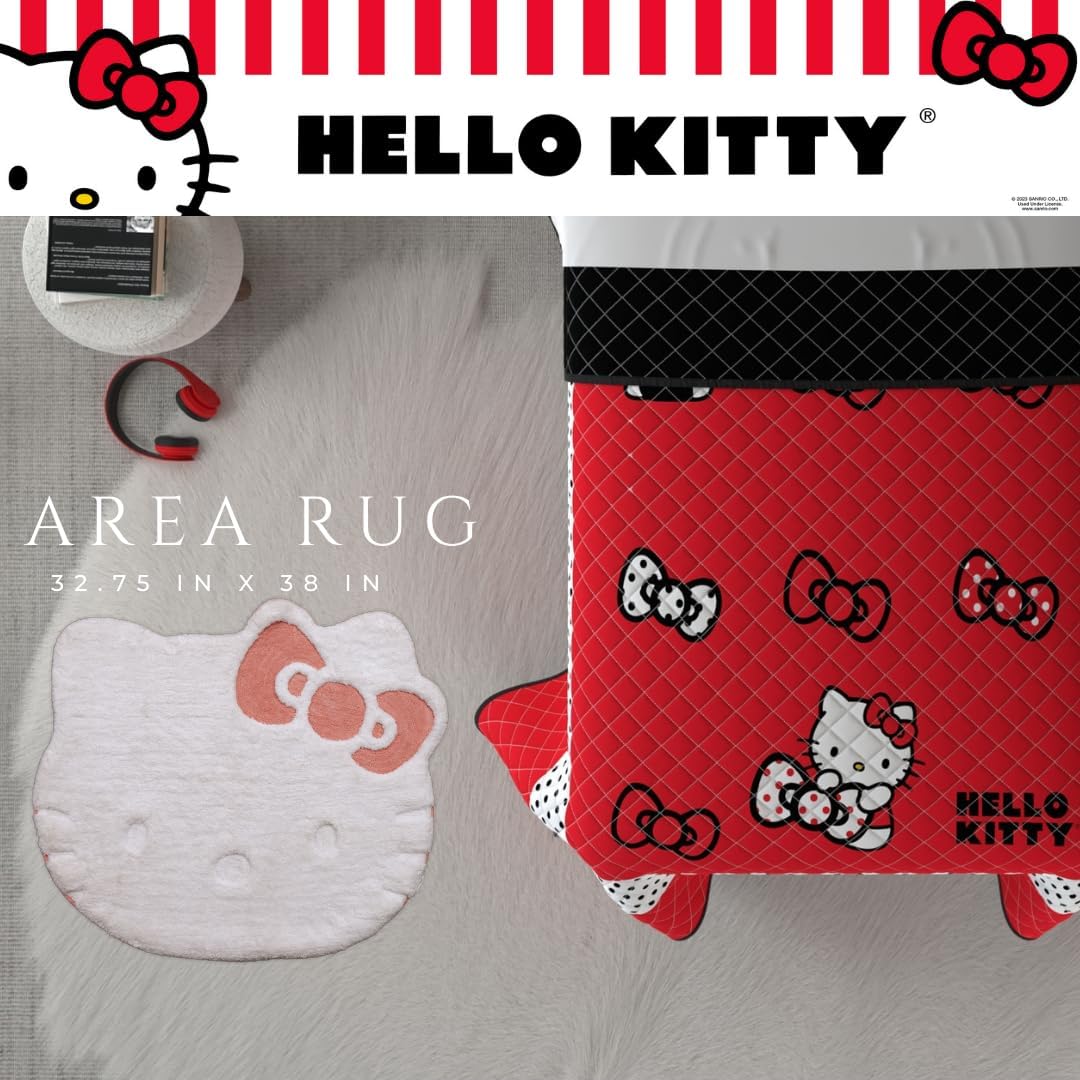Hello Kitty Non-Slip Bathroom/Bedroom Area Rug, 34.75" x 30” Non-Slip Tufted Mat, (Officially Licensed Product) by Franco Collectibles