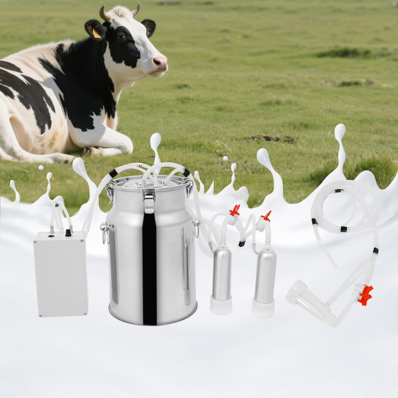 15L Melkmaschine 12W Ziegenmelkmaschine mit Edelstahl Milcheimer für Kühe