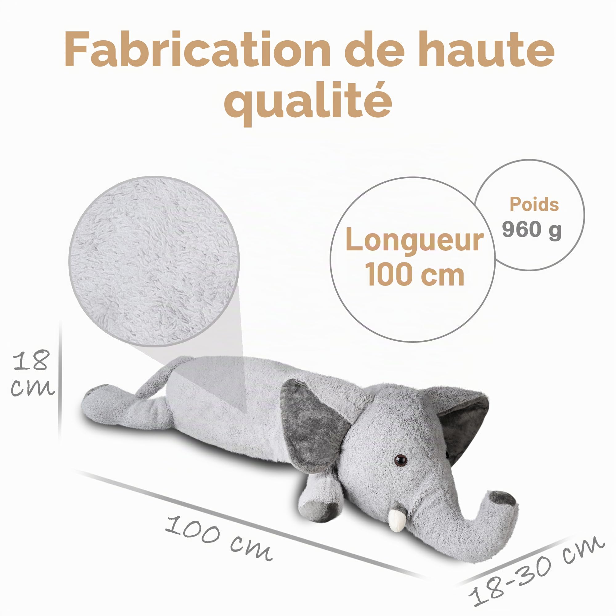 Coussin de positionnement en forme d'éléphant pour enfants - Doux et moelleux