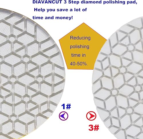 Miniatura 4 de DIAVANCUT Almohadillas de pulido de diamante de 4 pulgadas en seco y húmedo de 3 pasos de 4 pulgadas, almohadillas de pulido de 3 pasos para
