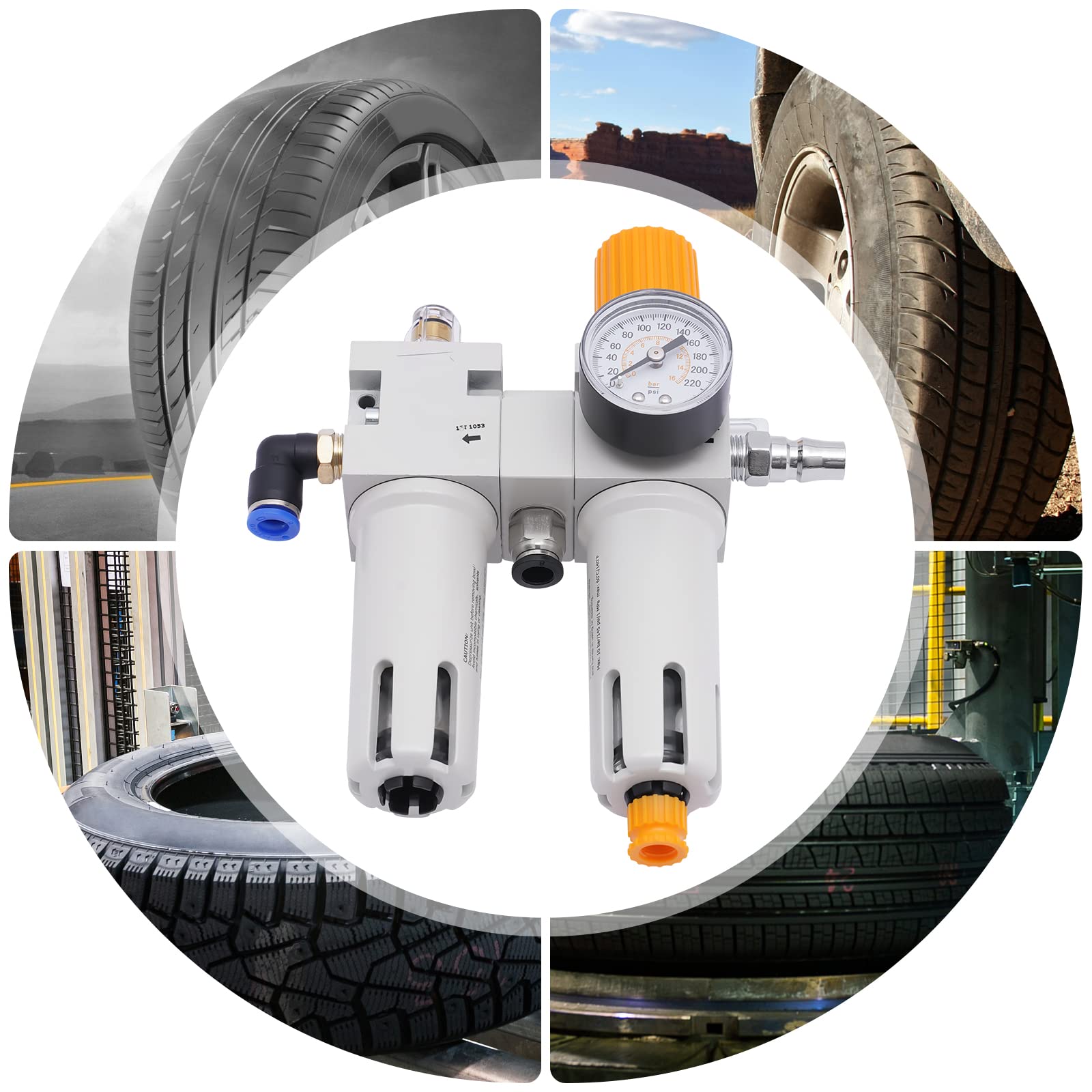 Beuioslyr Tire Changer Oil Water Separator, Air Filter, Max Pressure 145PSI