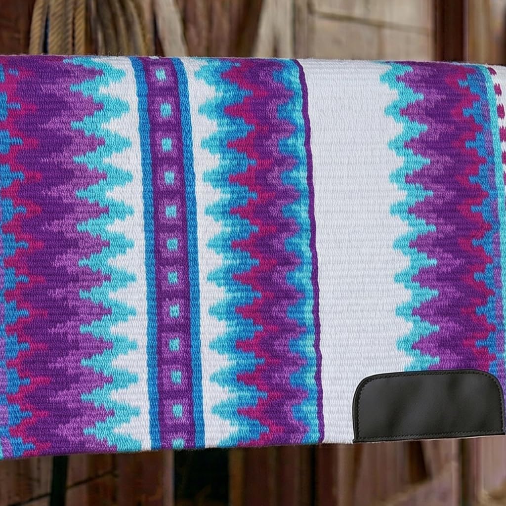 Western Show Saddle Pad/Blanket for Horses - Handmade Wool Saddle Blanket with New Zealand Design, Thick, Durable & Comfortable for Horse Riding (34” L x 34” W x 1) M22