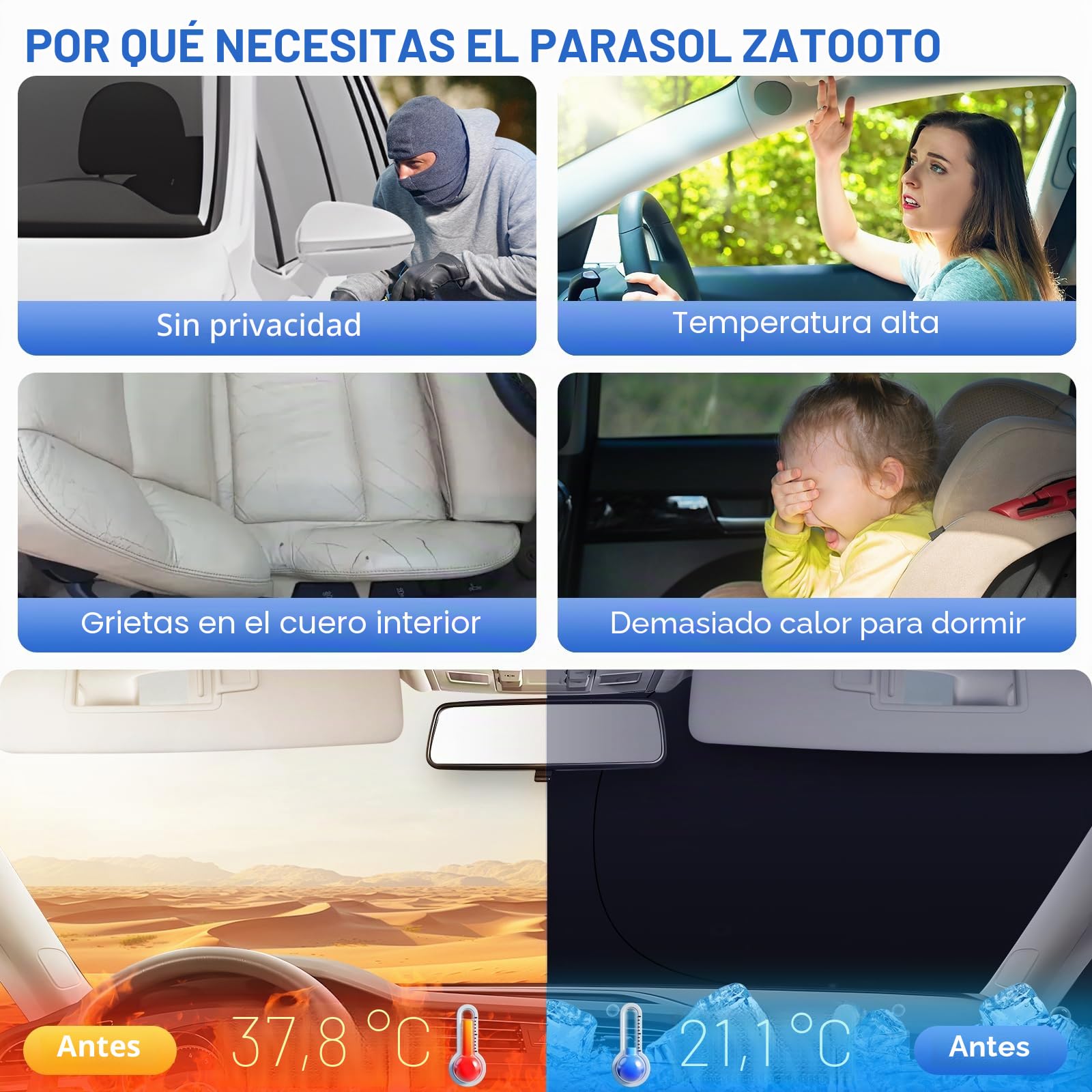 ZATOOTO Parasol Coche para Skoda Kodiaq 2017-2023, Cortinas Coche para Parabrisas, Ventanas Laterales y Ventana Trasera, Juego Completo Protector Solar Aislamiento Térmico y Protección de Privacidad
